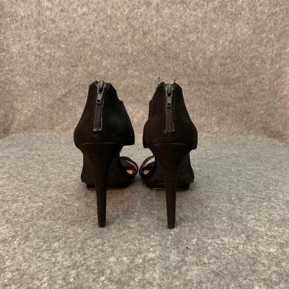 BCBGeneration Kadia Women’s Black Leather Heel Back Zipper Lattice Cage Shoes - Picture 10 of 12